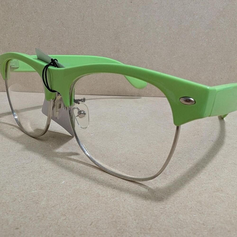 Lime Green Clubmaster Clear Lens Glasses – Retro Retro Aesthetic 80325A-G02